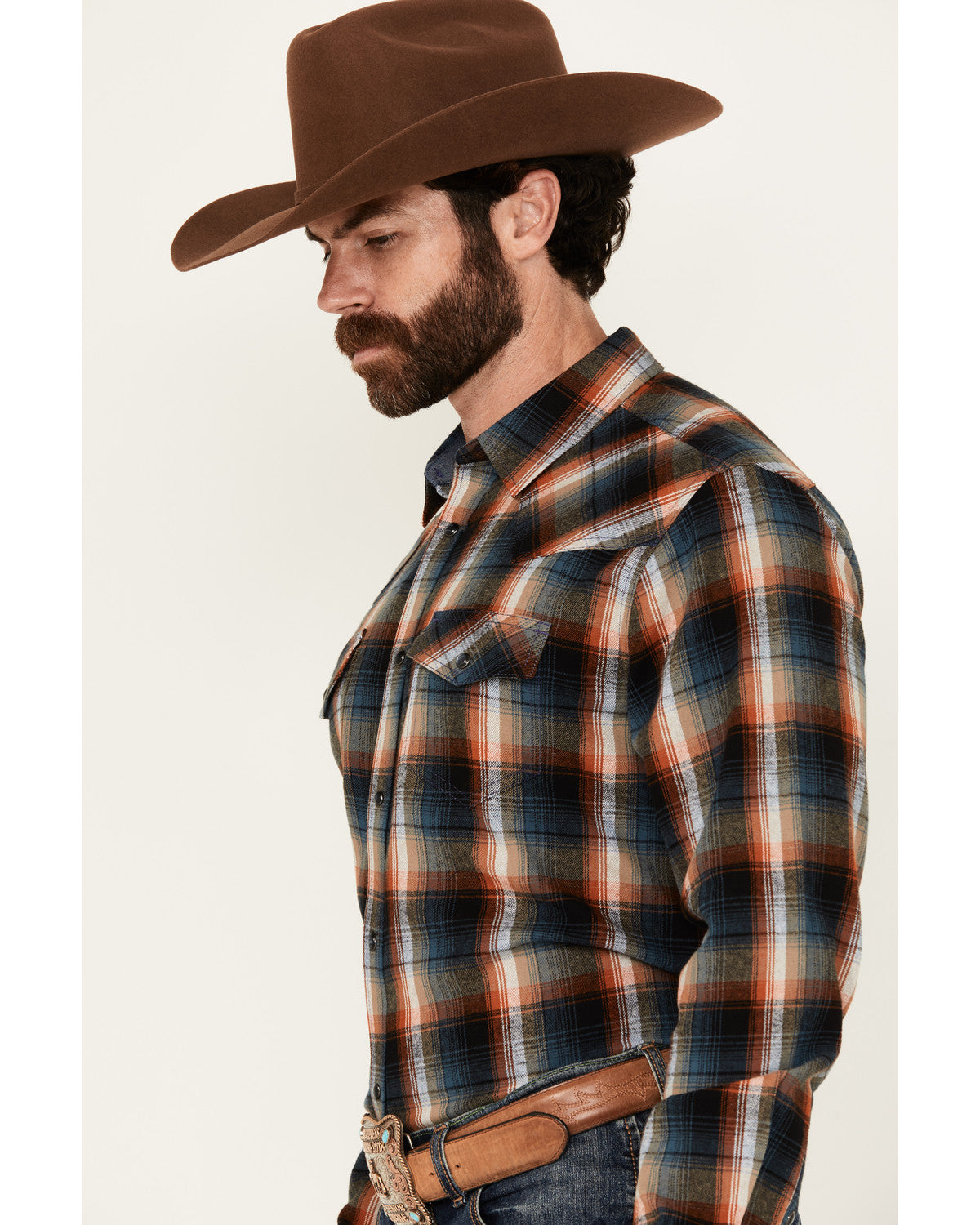 Men's Santa Cruz Plaid Print Long Sleeve Snap Flannel Shirt