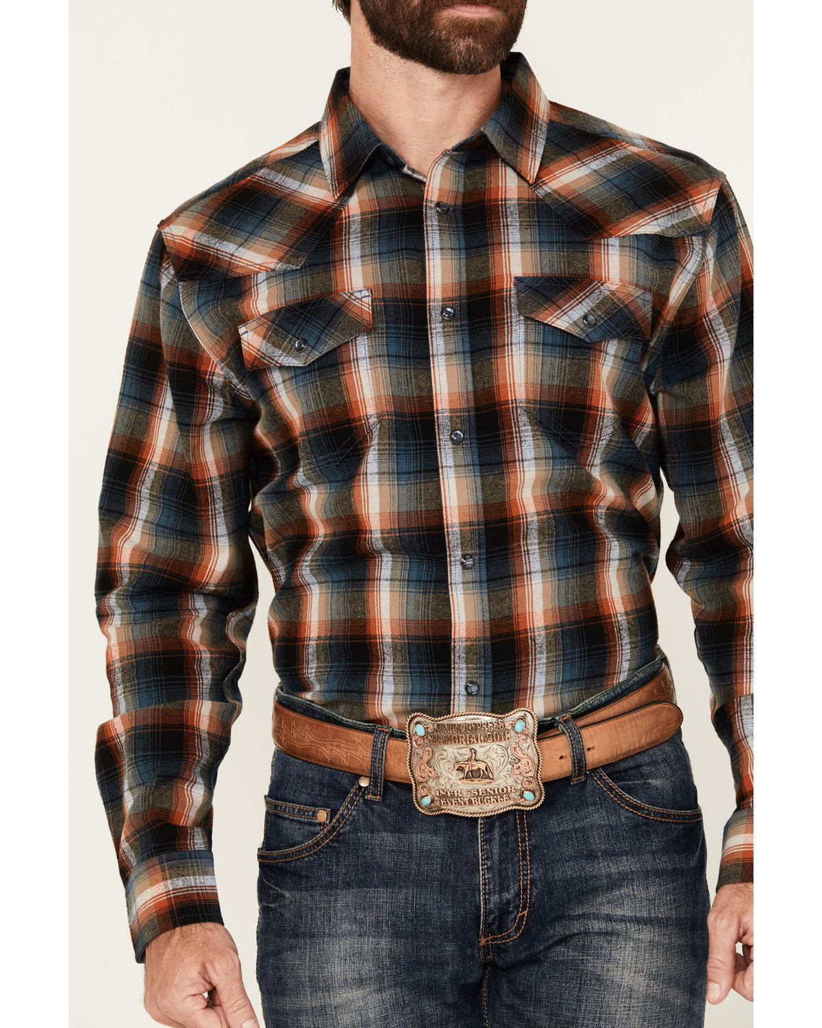 Men's Santa Cruz Plaid Print Long Sleeve Snap Flannel Shirt