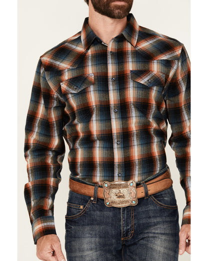 Men's Santa Cruz Plaid Print Long Sleeve Snap Flannel Shirt