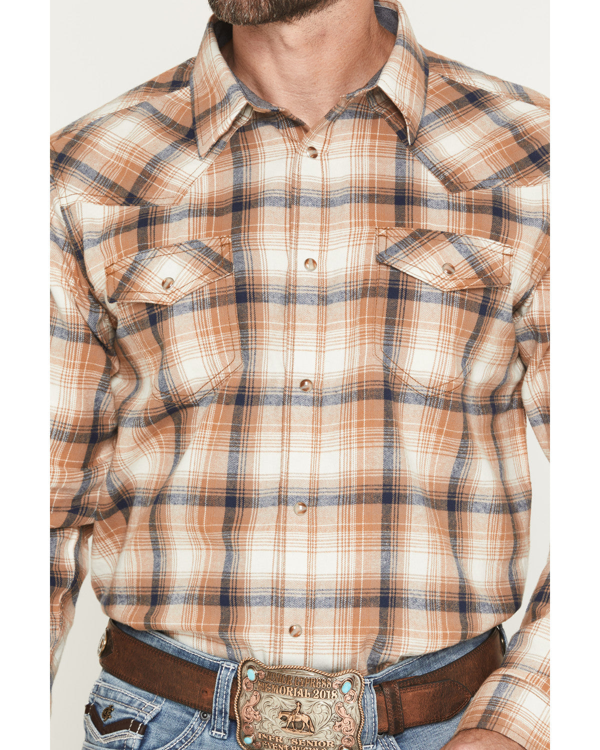 Men's Bravo Plaid Print Long Sleeve Snap Flannel Shirt