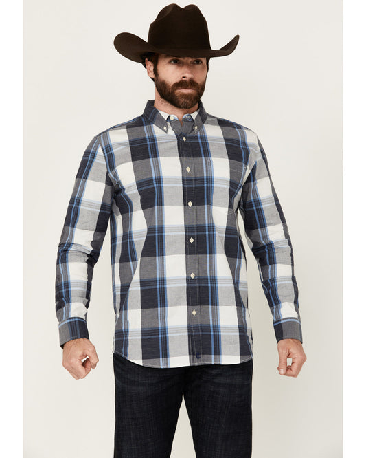 Men's Gallop Plaid Print Long Sleeve Button-Down Stretch We