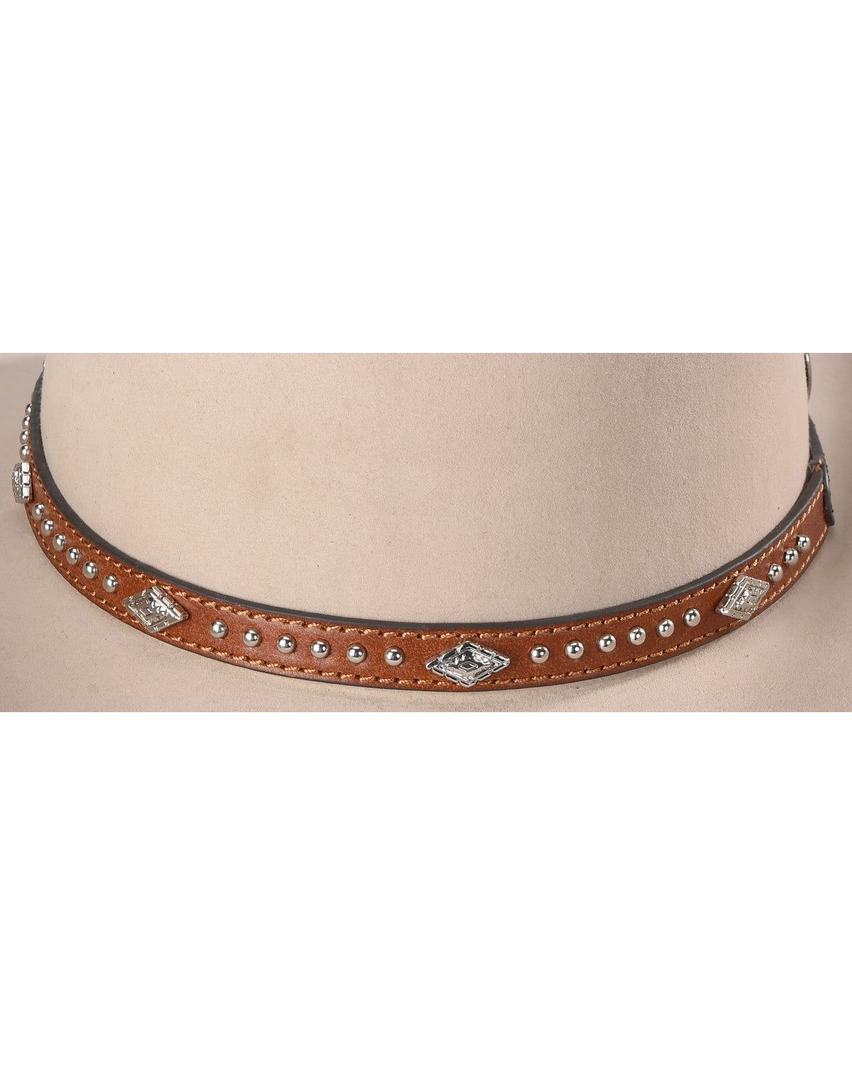 Silver Studs with Diamond Conchos Hat Band