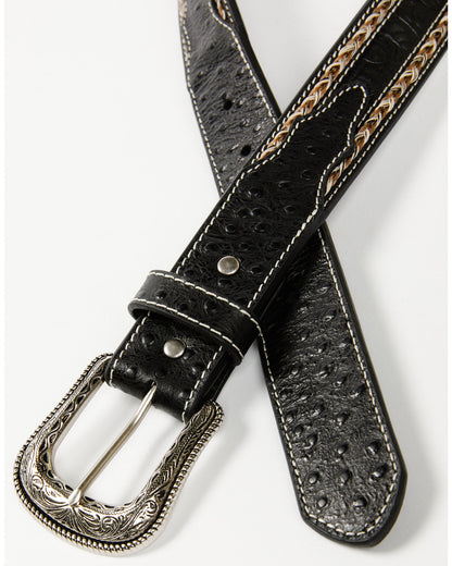 Men's Horsehair with Floral Tooled Inlay Belt