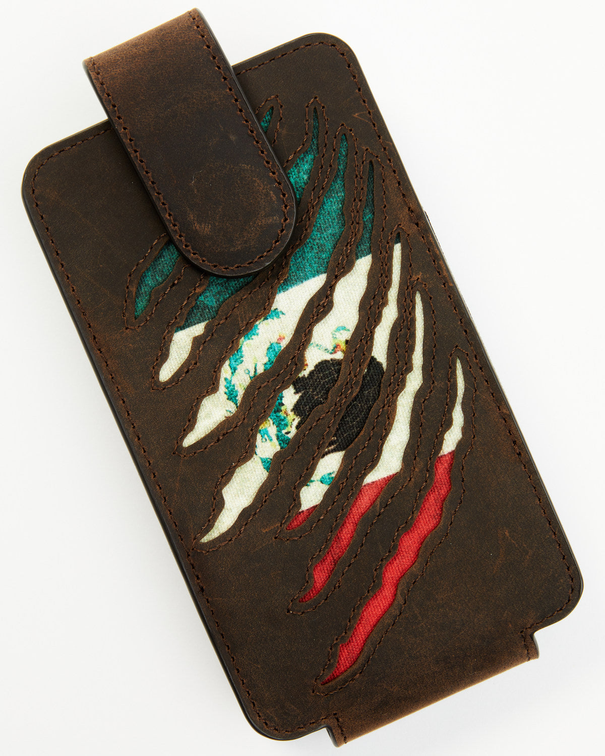 Men's Scratch Mexican Flag Cell Phone Holder Clip-On Case