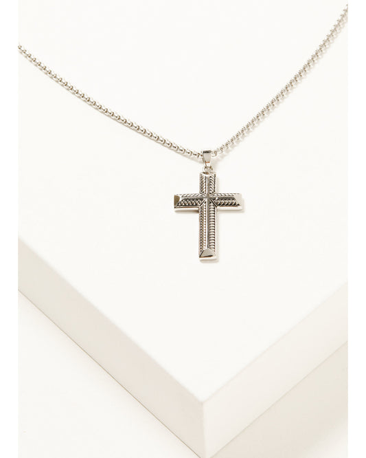 Men's Textured Cross Necklace