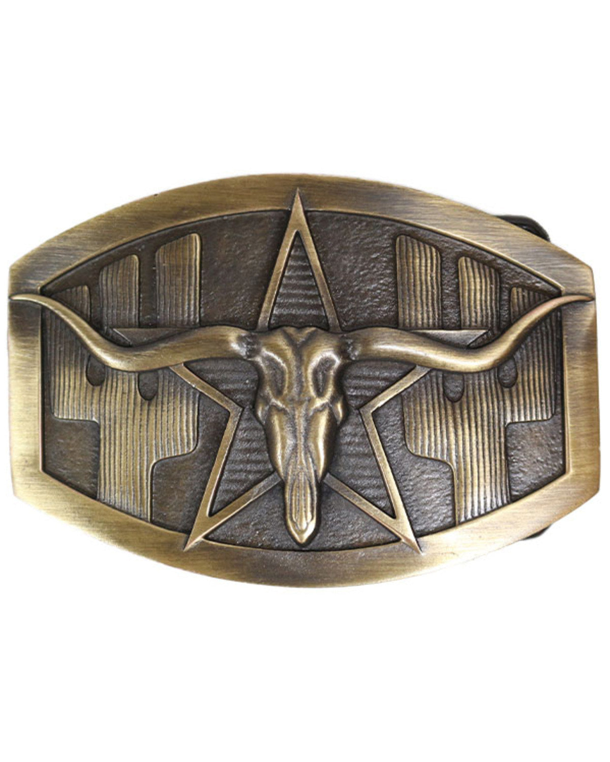 Men's Antiqued Longhorn Cactus Buckle
