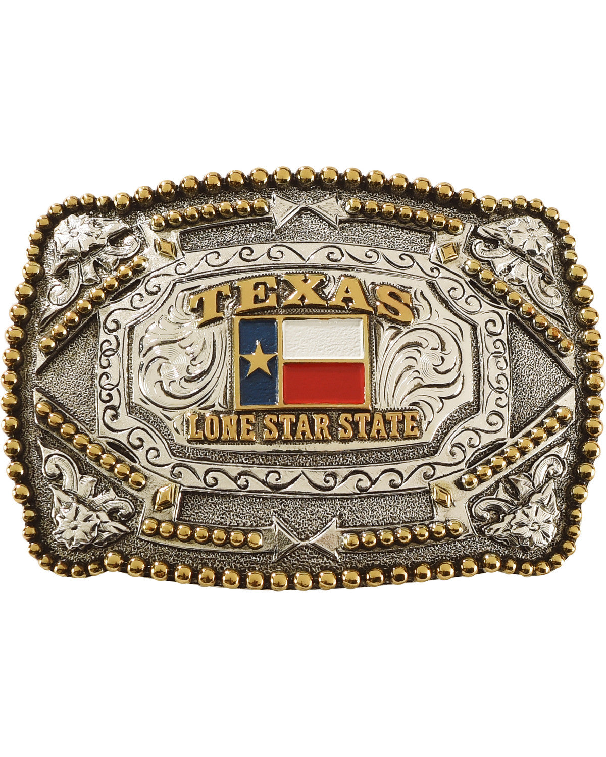 Red White and Blue Square Texas Belt Buckle