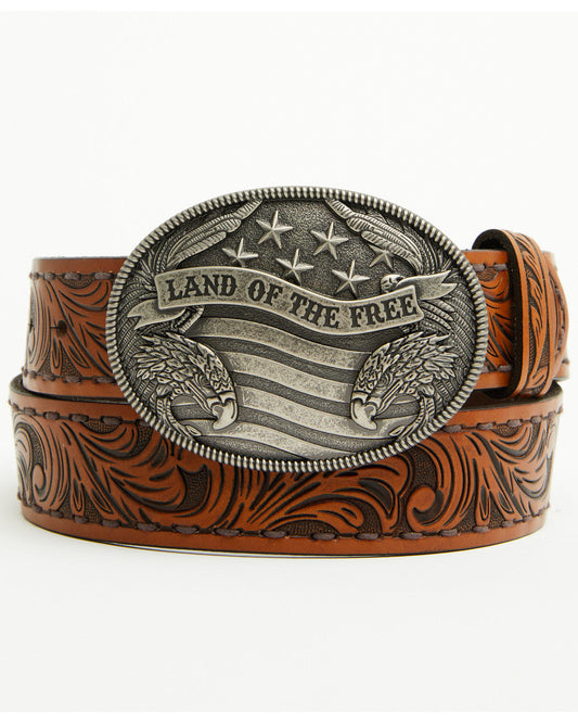 Men's Land of the Free Tooled Buckle Belt