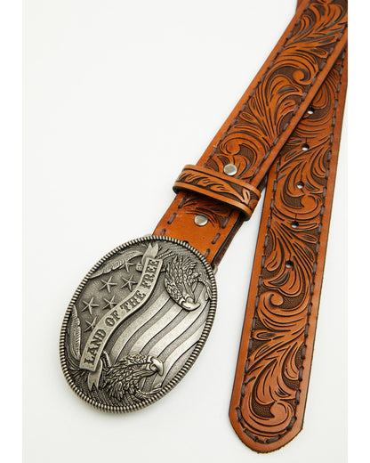 Men's Land of the Free Tooled Buckle Belt