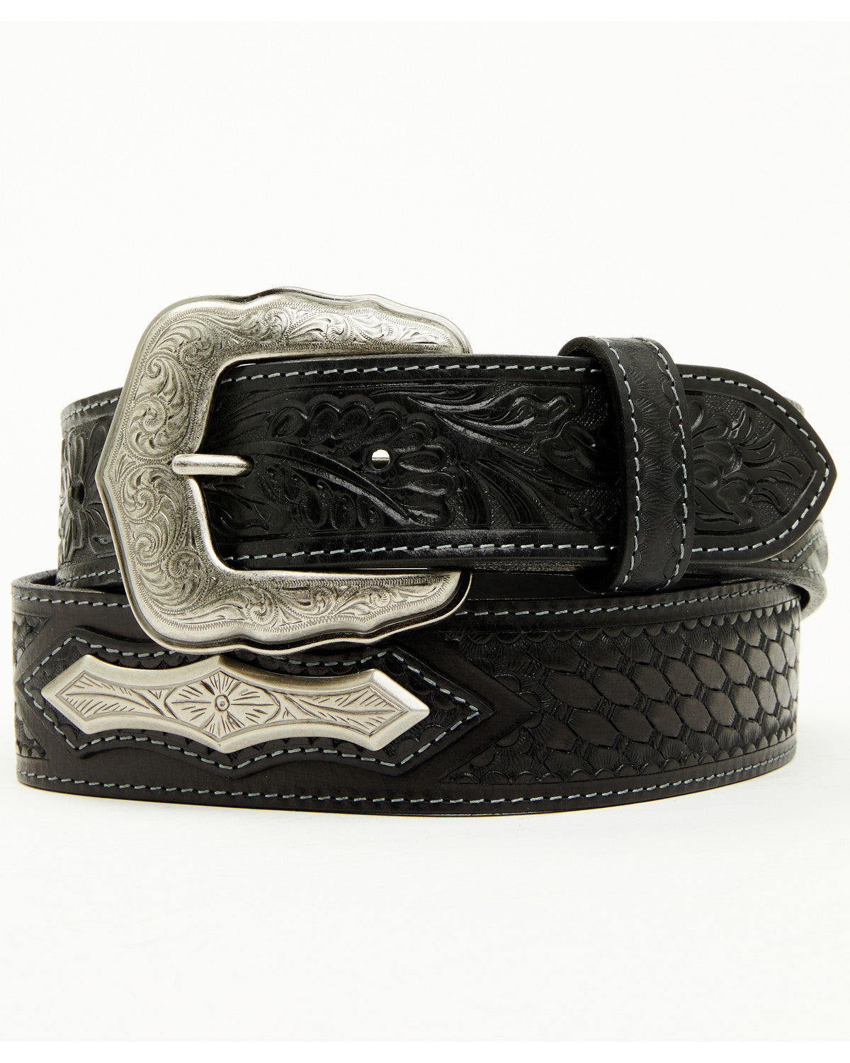 Men's Concho Tooled Western Belt