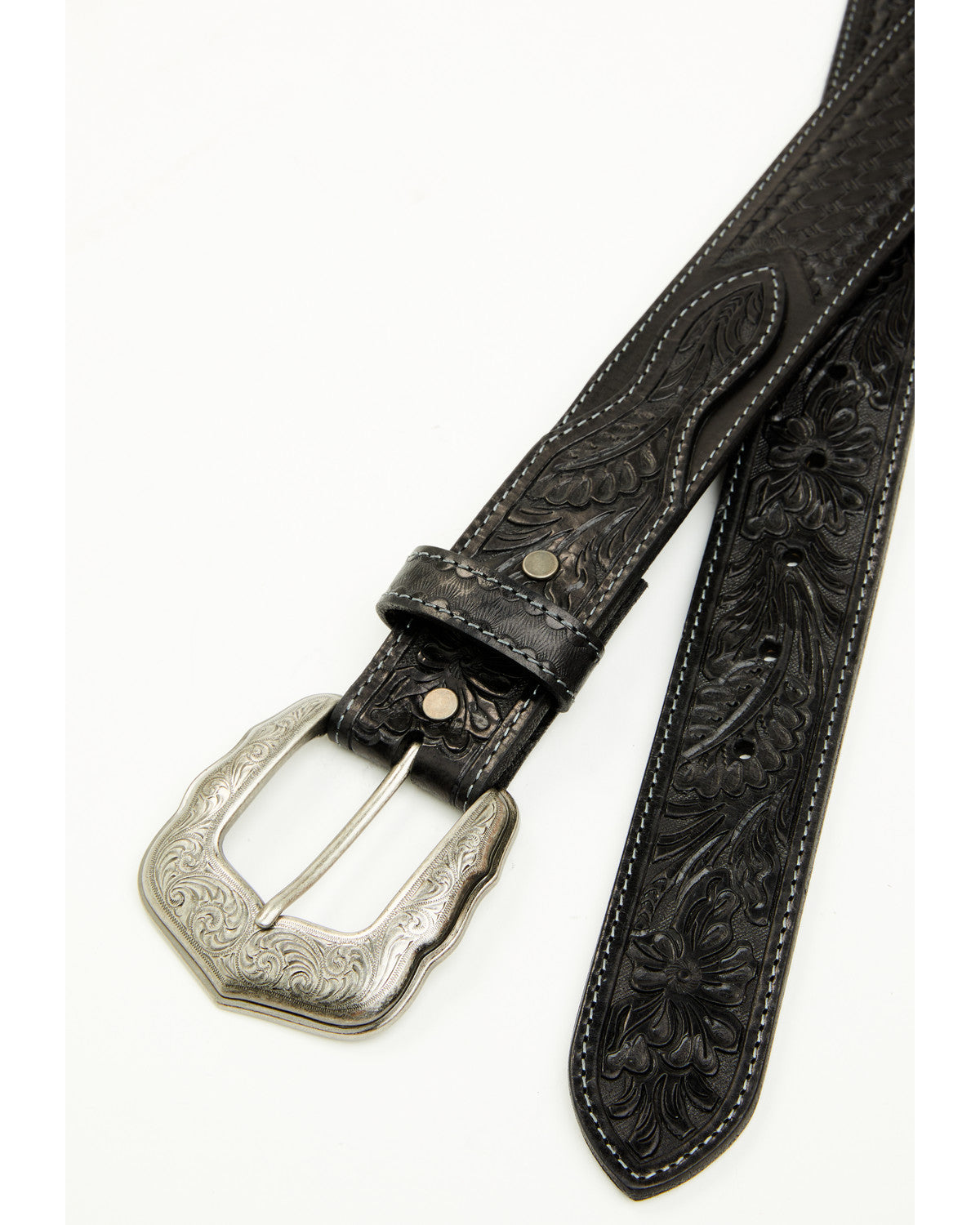 Men's Concho Tooled Western Belt