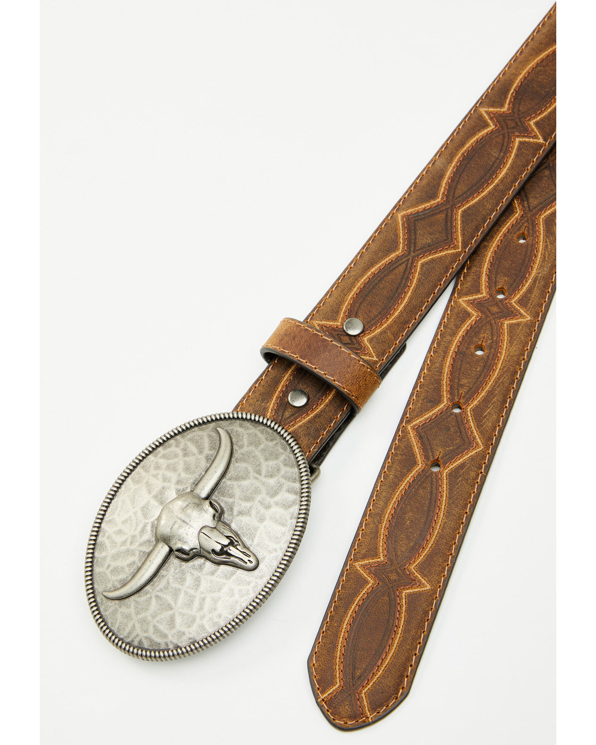 Men's Carson Hammered Longhorn Buckle Belt