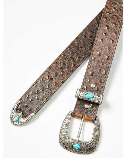 Men's Sheridan Faux Ostrich Print Leather Belt