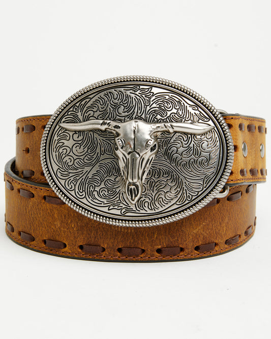 Men's Longhorn Whipstitch Buckle Belt