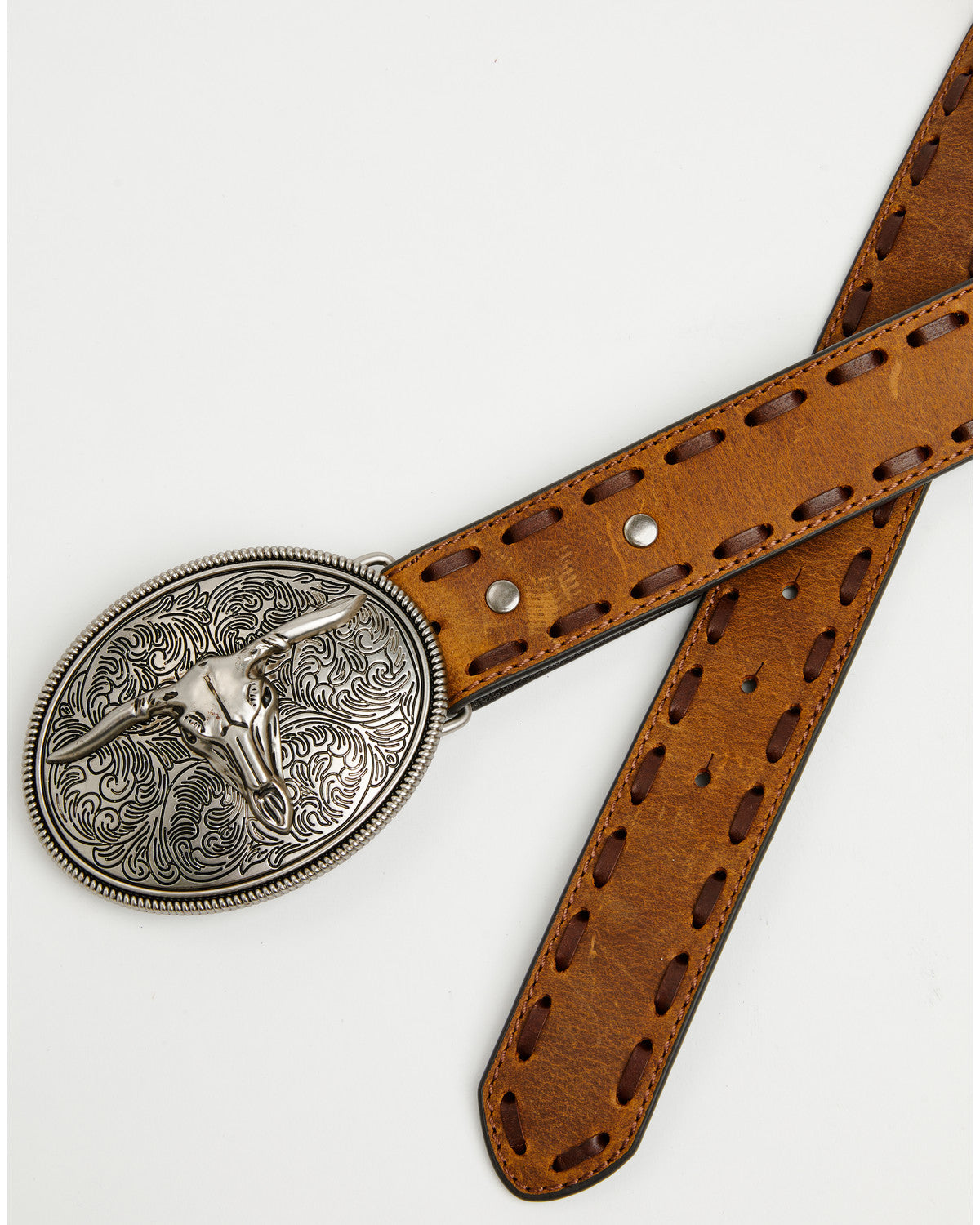 Men's Longhorn Whipstitch Buckle Belt