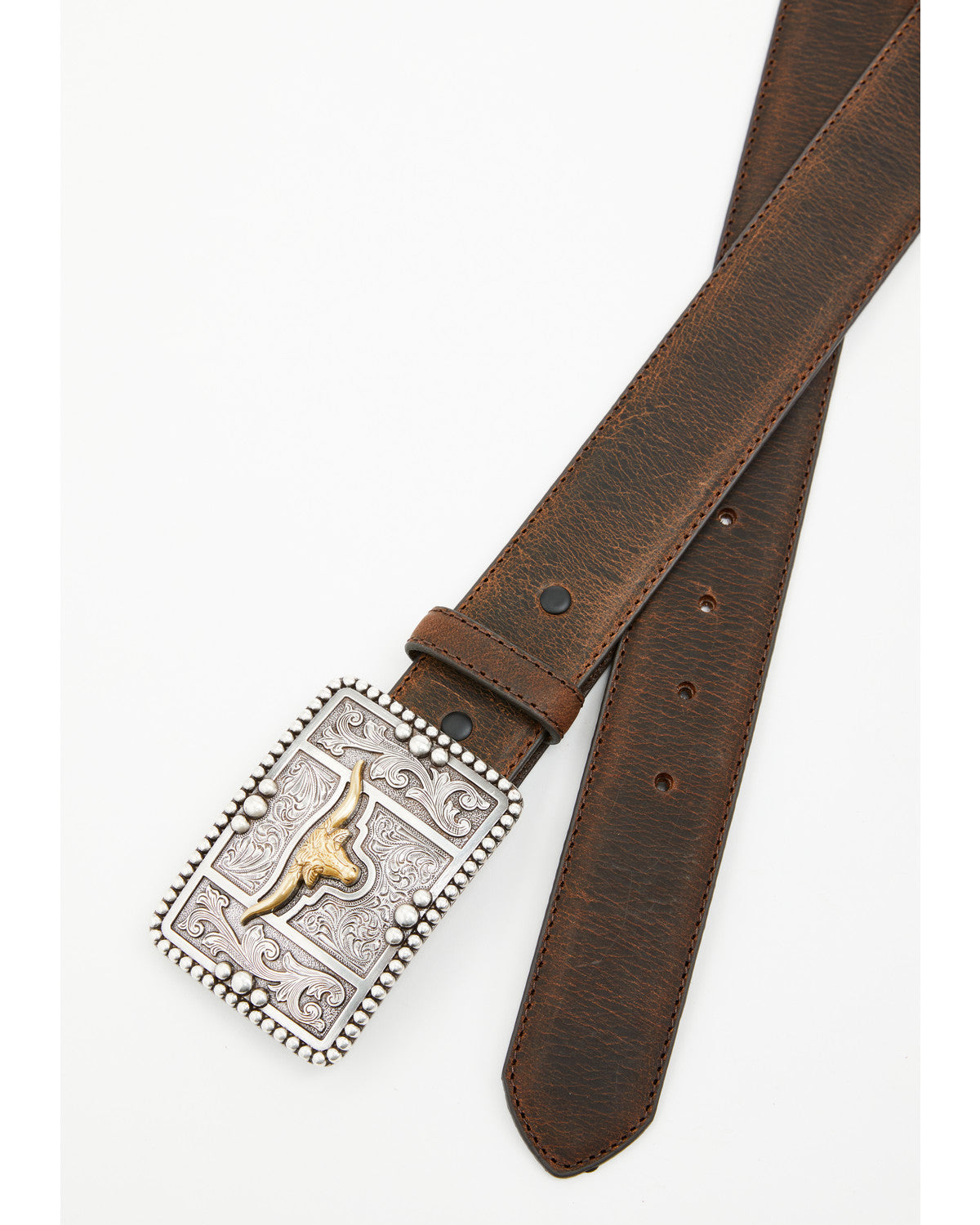 Men's Filigree Longhorn Leather Belt