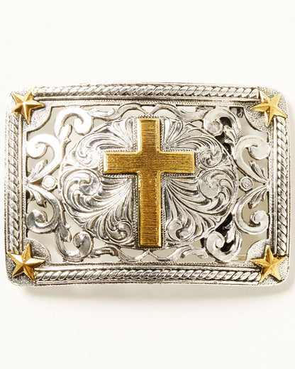 Men's Filigree Cross Belt Buckle