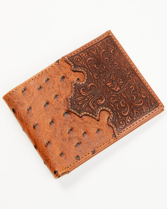 Men's Grady Faux Ostrich Bifold Wallet