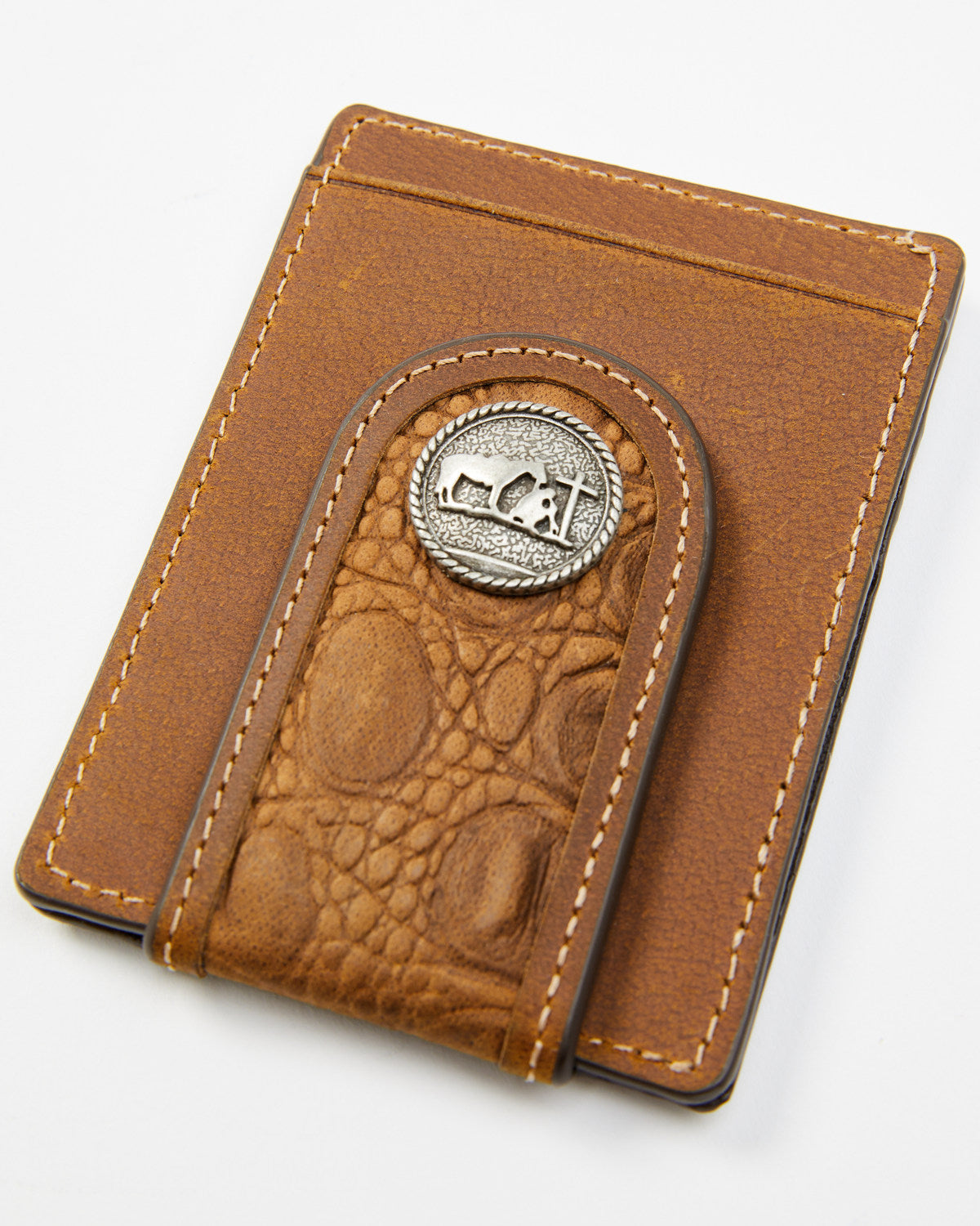 Men's Crocodile Embossed Money Clip Wallet
