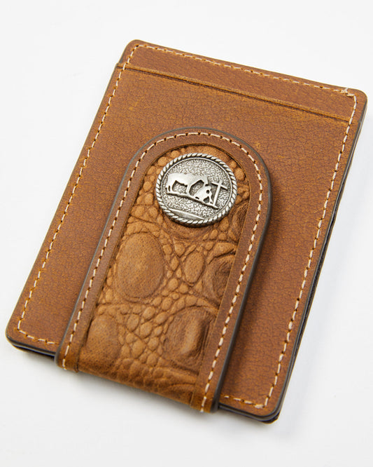 Men's Crocodile Embossed Money Clip Wallet