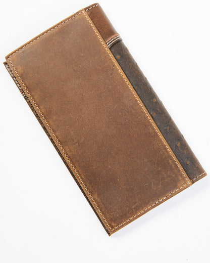Men's Ostrich Tooled Checkbook Wallet