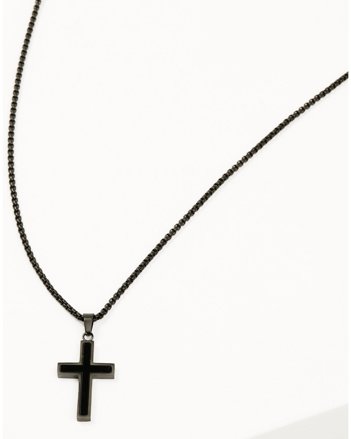 Men's Matte Black Inlay Cross Necklace