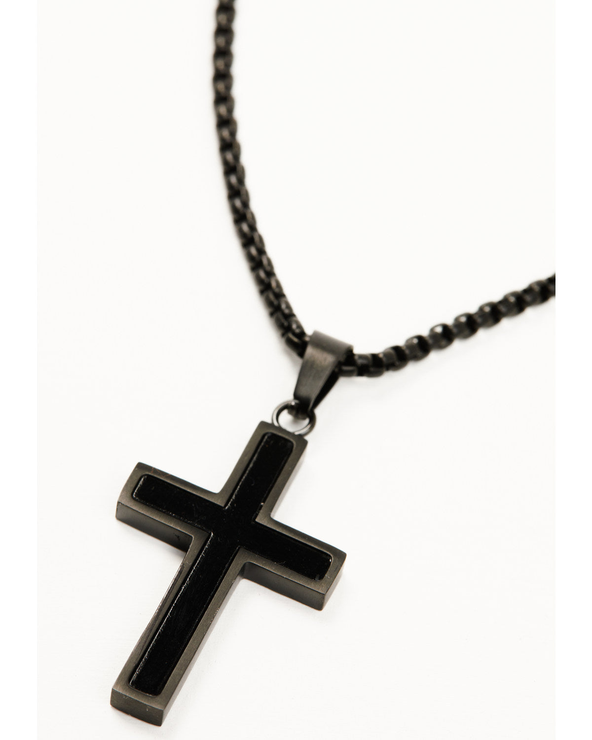 Men's Matte Black Inlay Cross Necklace