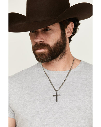 Men's Textured Chevron Cross Necklace