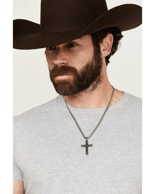 Men's Textured Chevron Cross Necklace
