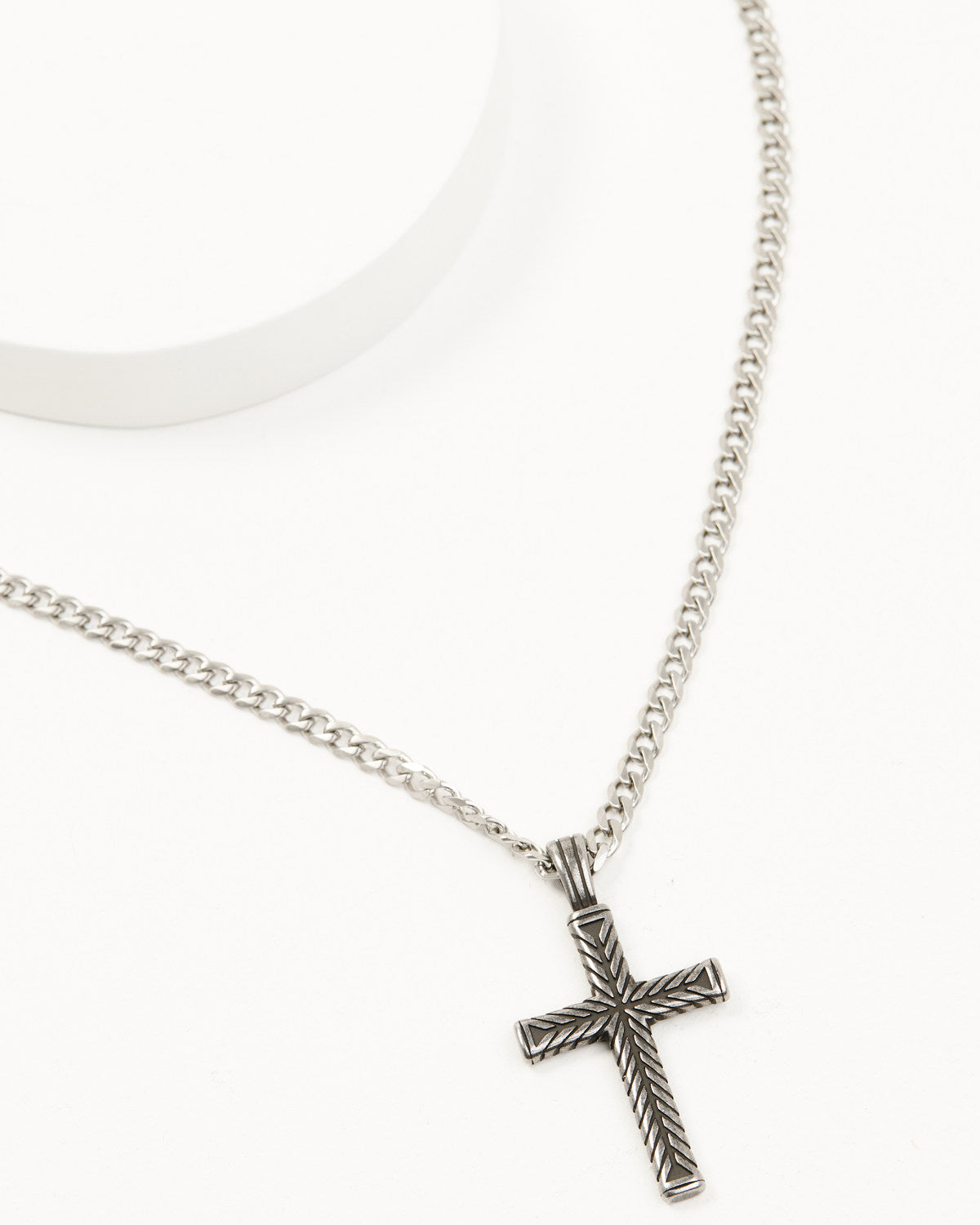 Men's Textured Chevron Cross Necklace