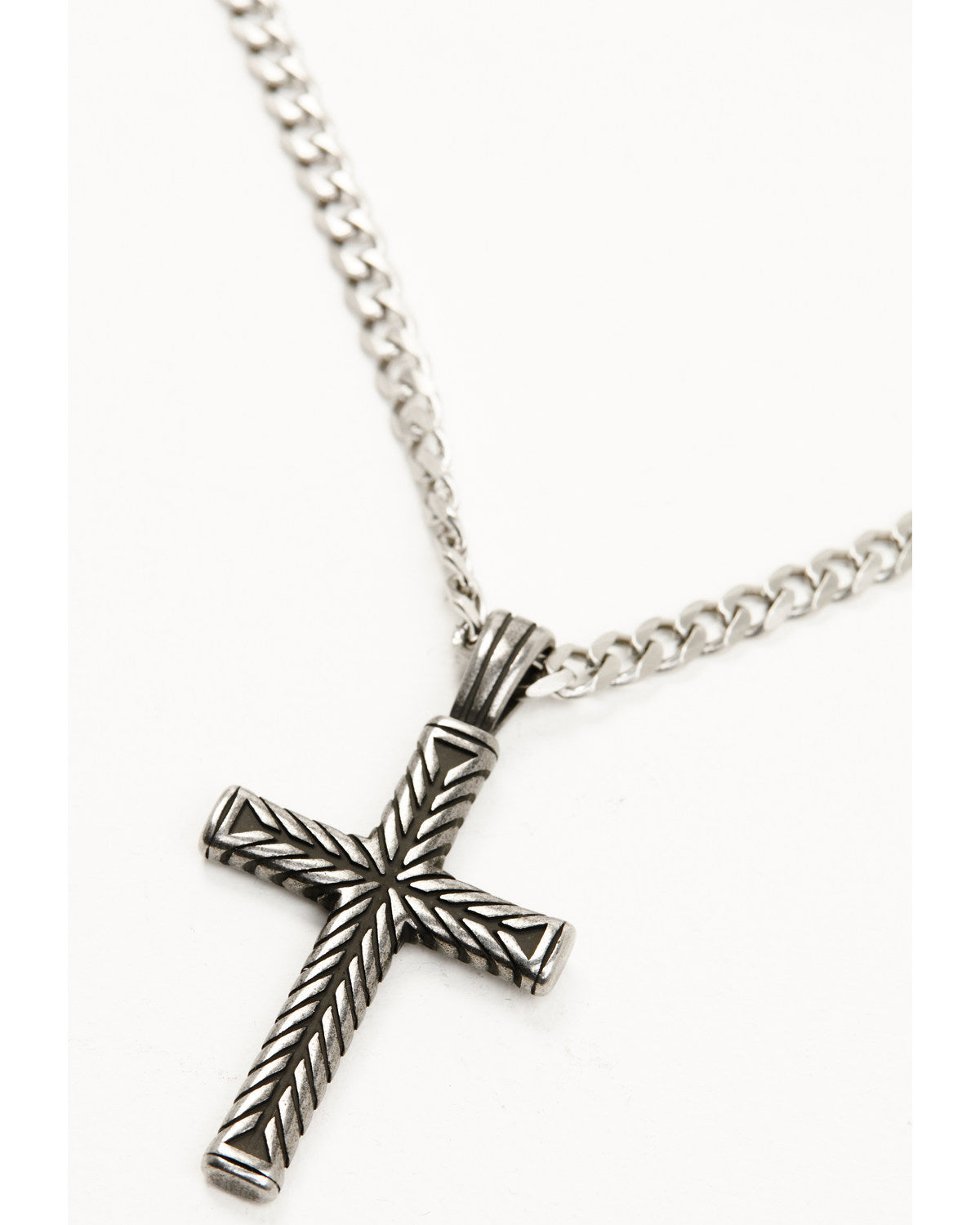 Men's Textured Chevron Cross Necklace