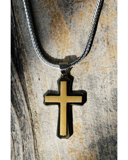 Men's Two-Toned Cross Necklace