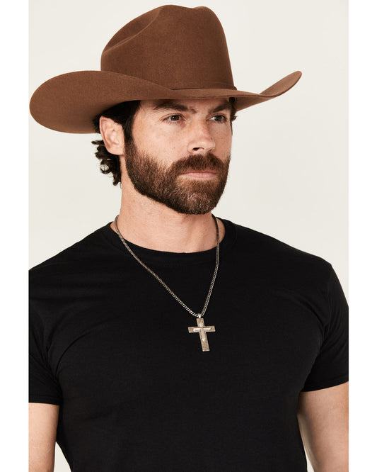 Men's Hammered Double Cross Necklace