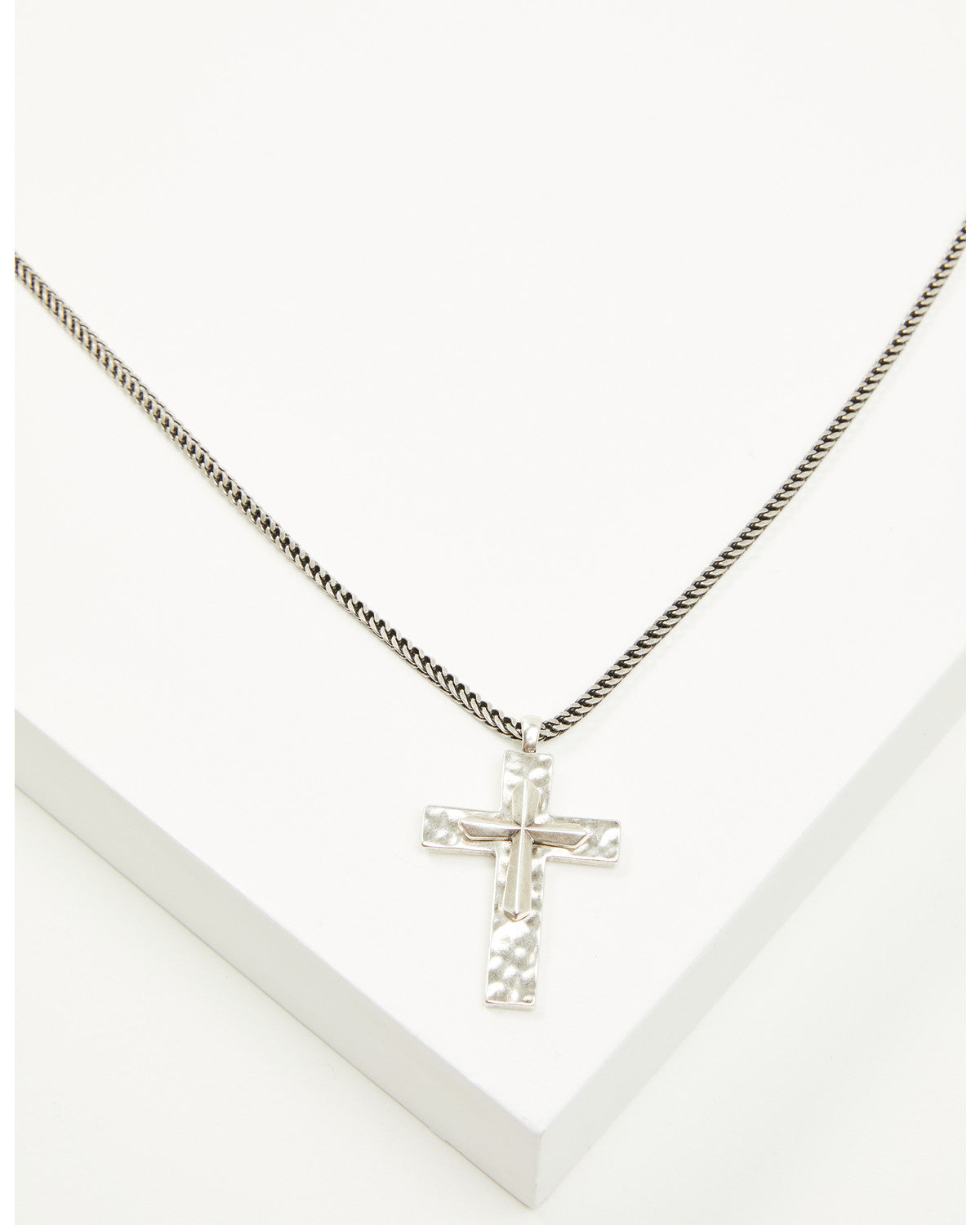 Men's Hammered Double Cross Necklace