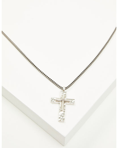 Men's Hammered Double Cross Necklace
