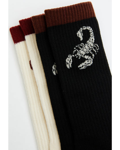Men's Scorpion Skull Crew Socks - 2 Pack