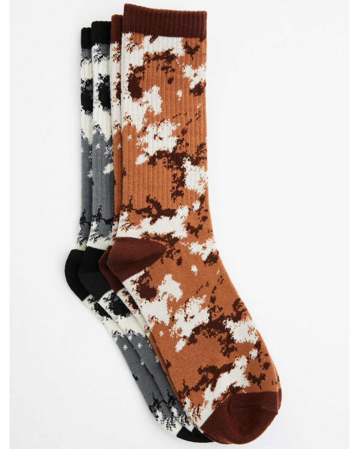 Men's Cow Print Crew Socks - 2 Pack