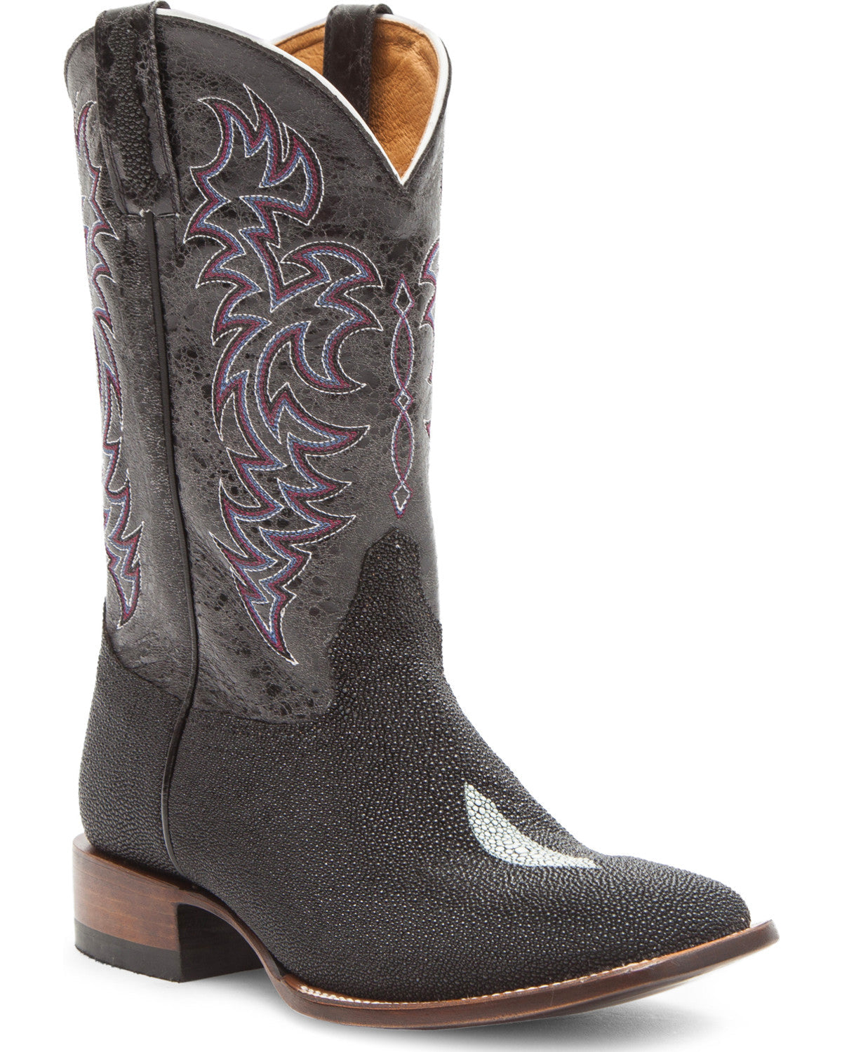 Men's Exotic Stingray Western Boots - Broad Square Toe