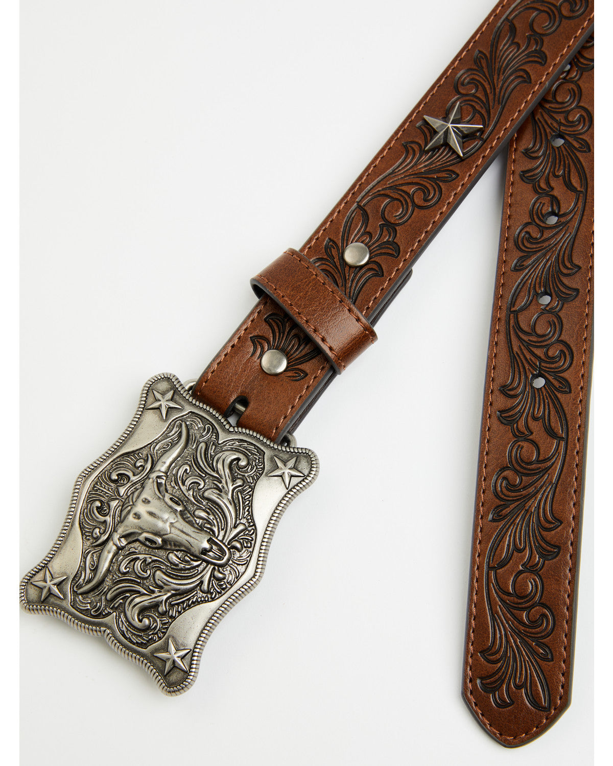 Boys' Longhorn Plaque Buckle with Star Concho Belt