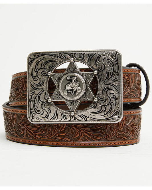 Boys' Sheriff Star Buckle Tooled Belt
