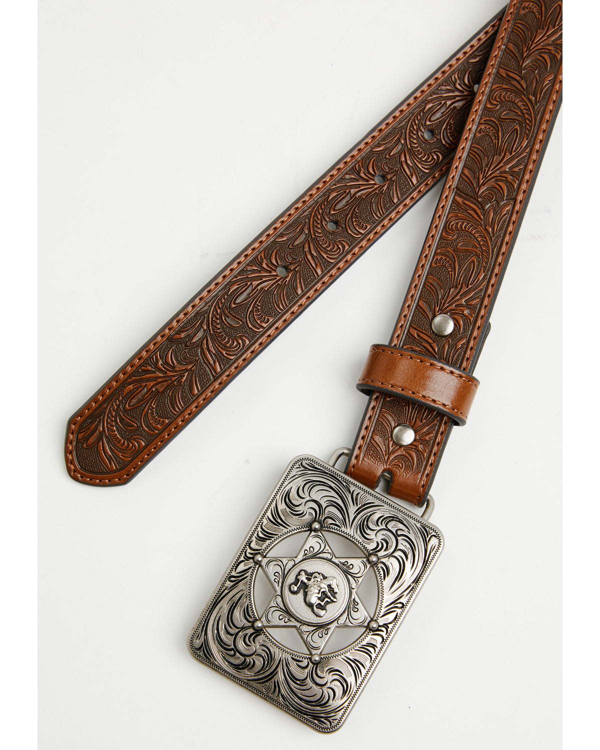 Boys' Sheriff Star Buckle Tooled Belt
