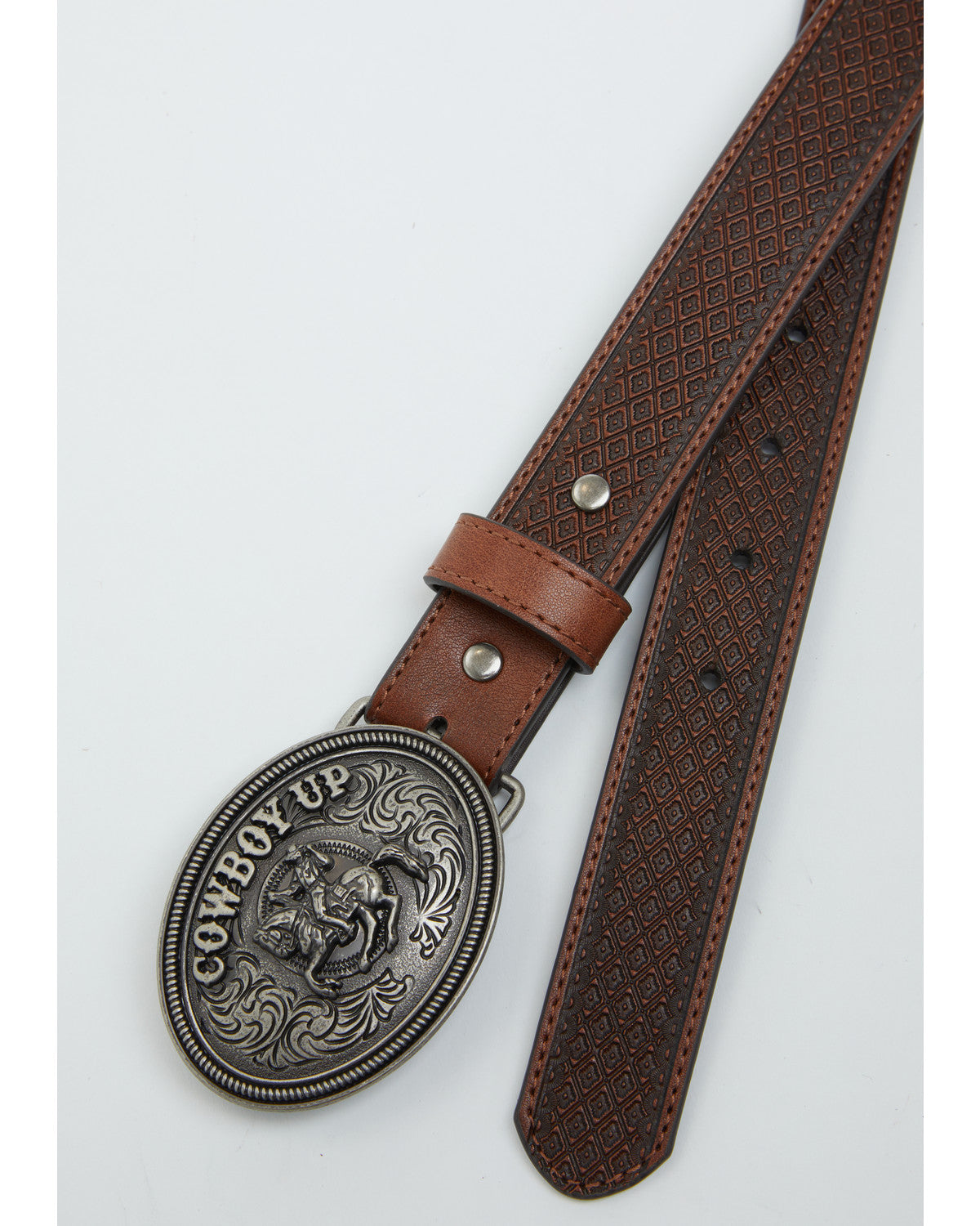 Boys' Basket Weave Cowboy Up Buckle Belt