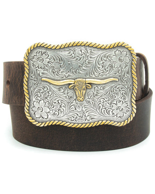 Boys' Scalloped Longhorn Buckle Belt