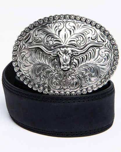 Boys' Longhorn Plaque Buckle Belt