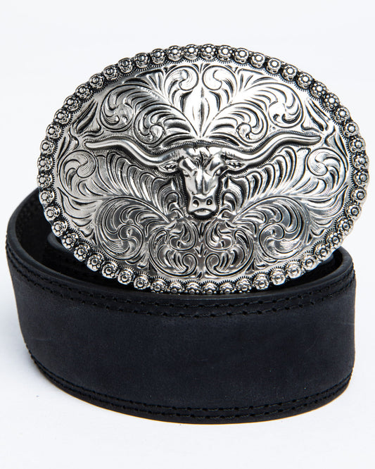 Boys' Longhorn Plaque Buckle Belt
