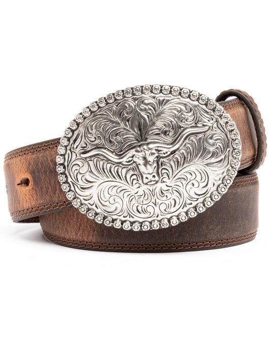 Boys' Longhorn Plaque Buckle Belt