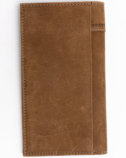 Men's Hair On Praying Cowboy Leather Checkbook Wallet