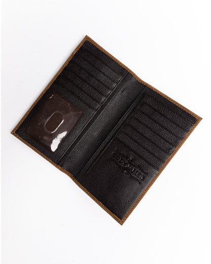 Men's Hair On Praying Cowboy Leather Checkbook Wallet