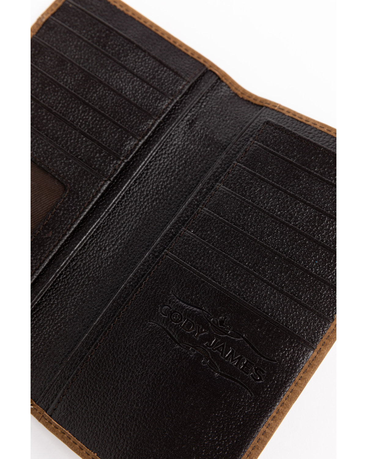 Men's Hair On Praying Cowboy Leather Checkbook Wallet