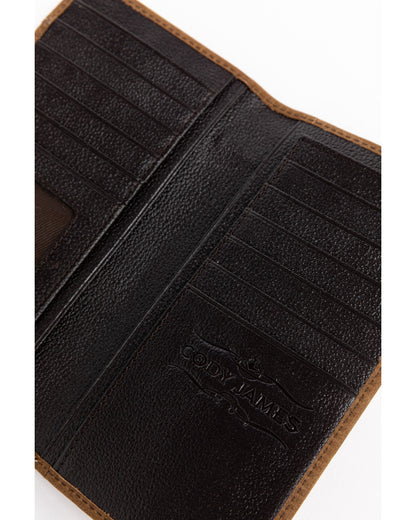 Men's Hair On Praying Cowboy Leather Checkbook Wallet